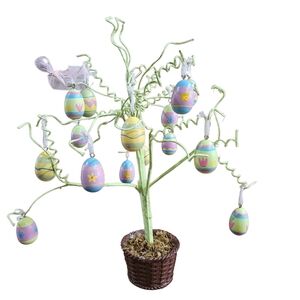 Easter Egg Tree with Wooden Pastel Egg Ornaments